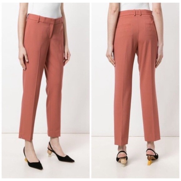 THEORY TROUSER PANTS 10 ANKLE LENGTH NWOT SALMON CAREER CASUAL OFFICE CLASSIC - Picture 1 of 12